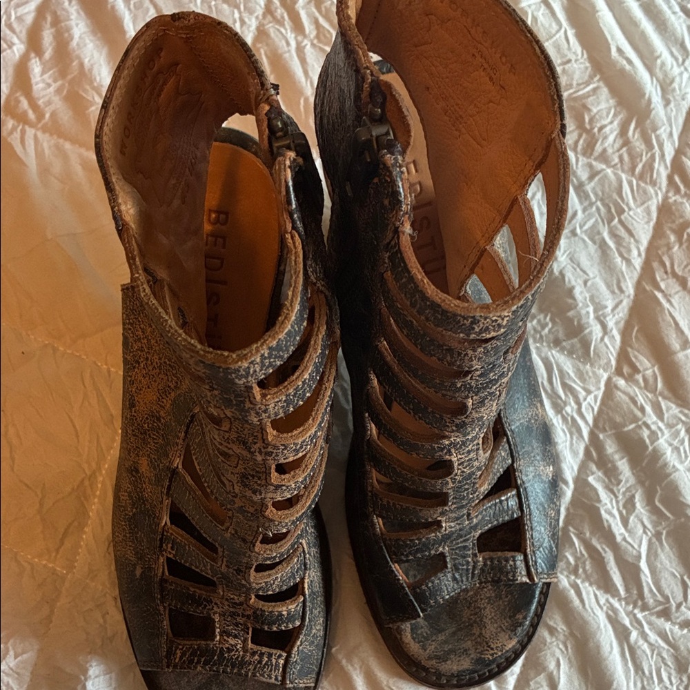 BED|STU Distressed Brown Gladiator Sandals